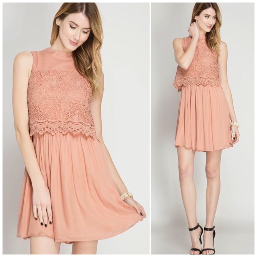 ❗️CLOSING SALE❗️ Layered Dress W/Crochet Detail